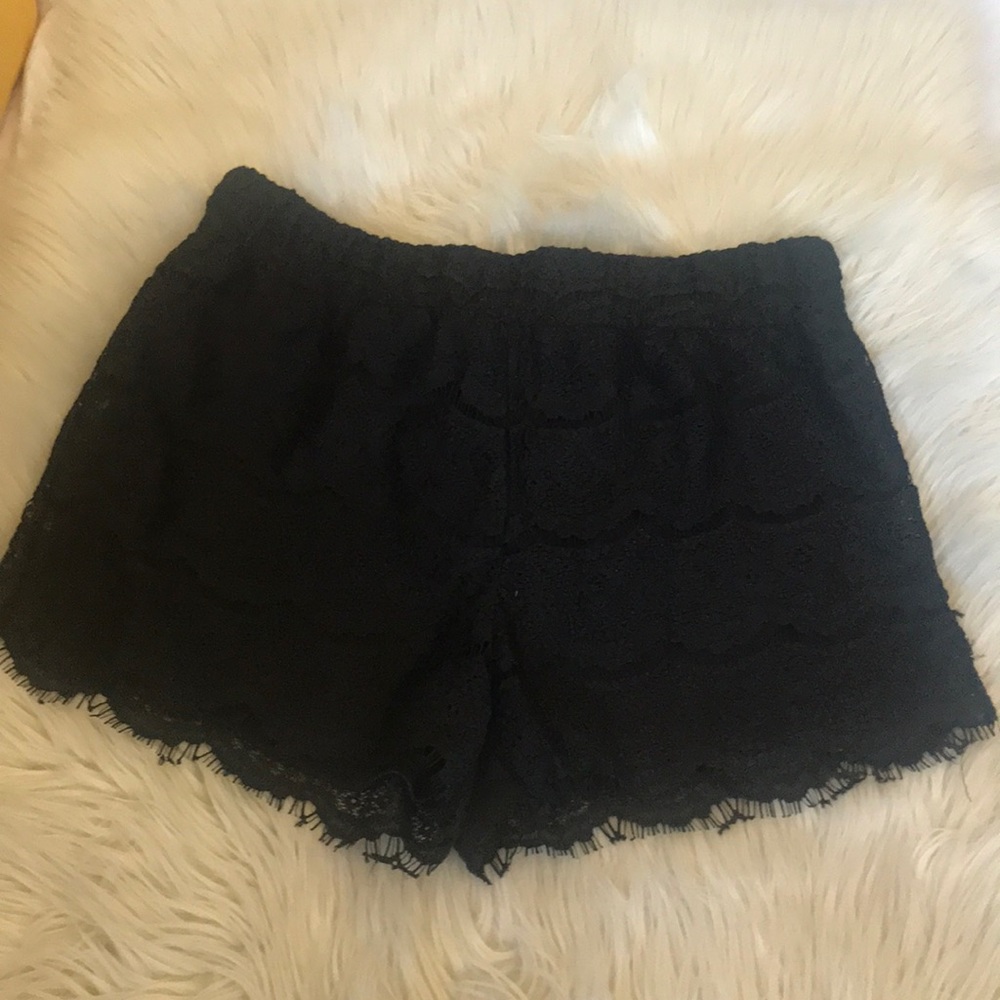 Black crochet shorts from Charlotte Russ.